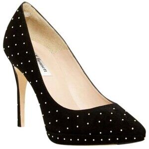 L.K. Bennett Clare Gold Studded Black Suede Pumps